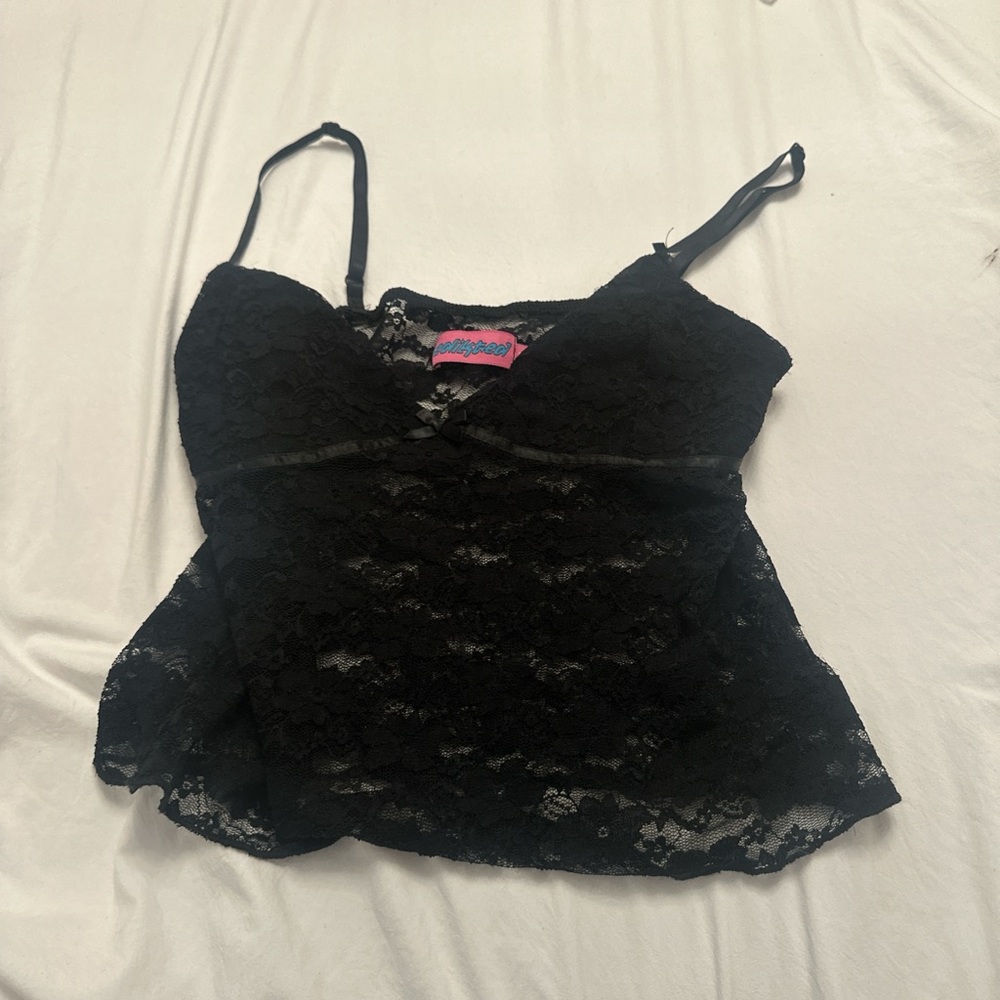 Edikted black sheer lace top, in size: Small, in perfect condition